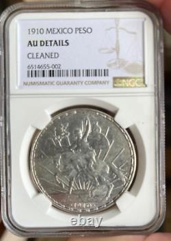 1910 Mexico Peso Silver Coin NGC AU Details. Freshly Graded