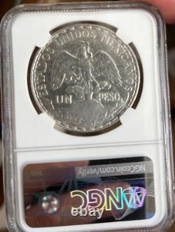 1910 Mexico Peso Silver Coin NGC AU Details. Freshly Graded