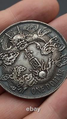 1911 China Qing Dynasty XuanTong Big Tail Dragon Silver Dollar Coin 1Yuan Money
