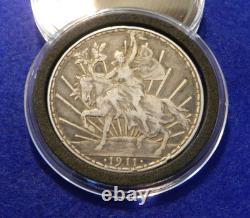 1911 Mexico Peso Caballito Rare Short Ray Variety Silver Coin Nice Details