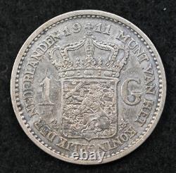 1911 Netherland 1 Gulden Coin Ungraded Very nice condition