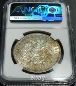 1913A Germany Silver 3 Mark Prussia-Silver Jubilee NGC AU58