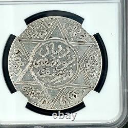 (1913) AH 1331 Morocco Paris Mint 10 Dirhams NGC AU Details REV. Damage KM Y#33