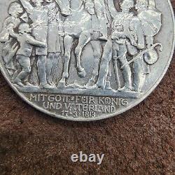 1913 PRUSSIA KINGDOM Germany WILHELM II Victory Napoleon Silver 2M Coin i114658