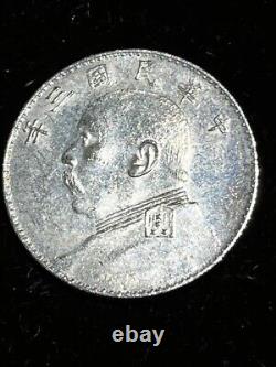 1914 China Silver Dollar Coin Year 3 Yuan Shi Kai Fat Man Dollar! 26.6g