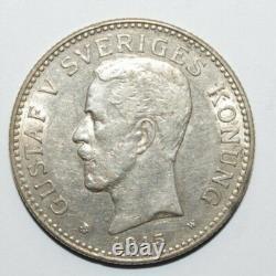1915, 2 Corona Sweden Silver Very Low Mint Only 155k Minted Very High Value Coin