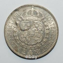 1915, 2 Corona Sweden Silver Very Low Mint Only 155k Minted Very High Value Coin