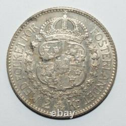 1915, 2 Corona Sweden Silver Very Low Mint Only 155k Minted Very High Value Coin