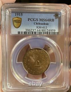 1915 Mexico 5C Chihuahua KM-613 PCGS Certified MS64 RB
