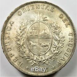 1917 AU Uruguay Un Peso Silver Republica Oriental World Coin Item #21855