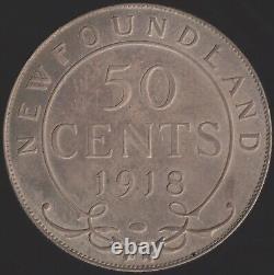 1918 C Newfoundland George V Silver 50 Cents World Coins Pennies2Pounds