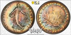 1919 France Silver Franc KM-844.1 PCGS MS-64 (Toned) WOW