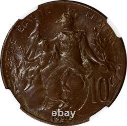 1920 10c France Km# 843 Ngc Ms 62 Bn Republic & Child Low-pop R-8 High-grades