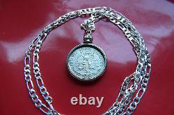 1920-1943 MEXICAN EAGLE SILVER 20c Pendant on a 26.925 Silver 2.5mm Link Chain