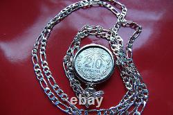 1920-1943 MEXICAN EAGLE SILVER 20c Pendant on a 26.925 Silver 2.5mm Link Chain