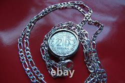 1920-1943 MEXICAN EAGLE SILVER 20c Pendant on a 26.925 Silver 2.5mm Link Chain