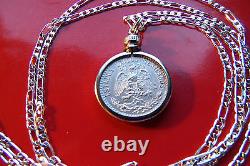 1920-1943 MEXICO 720 SILVER PRIDE Eagle Pendant on 22 925 Sterling Silver Chain