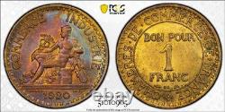 1920 France 1 Franc (Commerce) PCGS MS 64 Choice Key Date with Spectacular Color