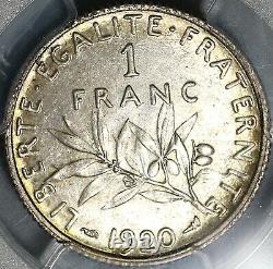 1920 PCGS MS 64 France 1 Franc Sower Silver Mint State Last Year Coin 21021408C