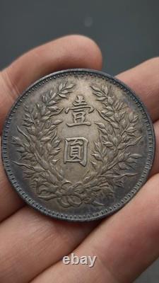 1920 Republic China 9Year Yuan Shih Kai Portrait Silver Dollar Coin 1Yuan Money