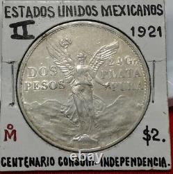 1921 Mexican Silver 2 Pesos Winged Victory Angel De La Independencia