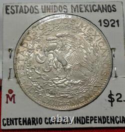 1921 Mexican Silver 2 Pesos Winged Victory Angel De La Independencia