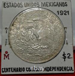 1921 Mexican Silver 2 Pesos Winged Victory Angel De La Independencia