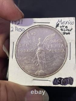 1921 Mexico 2 Pesos Silver Coin Winged Victory