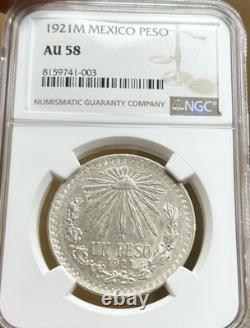 1921 Mexico Silver PESO NGC AU58