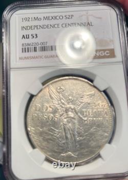 1921 Mo Mexico Silver 2 Pesos S2P NGC AU53 Independence Centennial