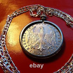 1923 GERMAN EAGLE 500 MARK Coin Weimar Pendant on 28 925 STERLING SILVER CHAIN