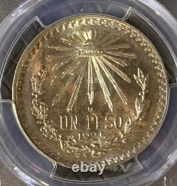 1925 Mexico Peso Key Date Silver Coin Pcgs Ms64