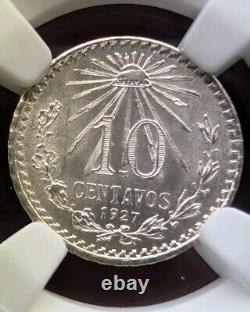 1927 M Mexico 10 Centavos NGC MS 65+