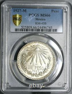 1927 PCGS MS 66 Mexico 1 Peso Key Date Silver Gem Mint State Coin (17122101D)