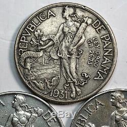 1931, 1934 & 1947 Panama Silver Balboa Trio Set Beautiful World Silver Coins