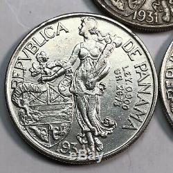 1931, 1934 & 1947 Panama Silver Balboa Trio Set Beautiful World Silver Coins
