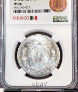 1933 Mexico Silver 1 Peso Repunched Date Ngc Ms 66 Rare Gem Variety