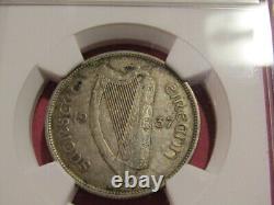 1937 Ireland 2 Shilling/Florin NGC Au 53 Silver Coin Reverse Salmon