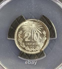 1937 M Mexico 20 Centavos Silver Coin Pcgs Ms67