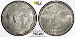 1938 B Germany Nazi Third Reich 2 Mark Silver Coin PCGS MS 64
