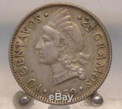 1939 Dominican Republic Silver 10 Centavos, Old World Silver Coin