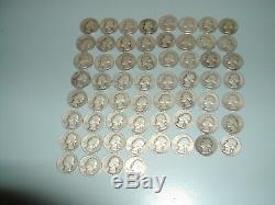 1941 1945 World War 2 Era Old US Silver Washington Quarter Dollar 60 Coin Lot