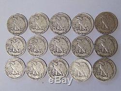 1941-1945 World War II Set of Walking Liberty Half Dollars All 15 Coins