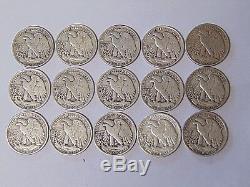 1941-1945 World War II Set of Walking Liberty Half Dollars All 15 Coins