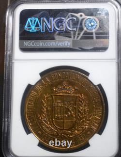 1942 MEXICO BRONZE MEDAL MERADA YUCATAN PYRAMID NGC MS65 RB TONED GROVE 425b