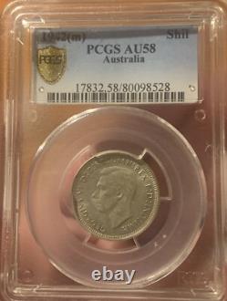 1942-M Australia 1 Shilling PCGS AU58 Mintage 1.38 M