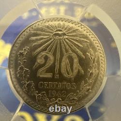1942-M PCGS MS64 Mexico Silver 20 Centavos