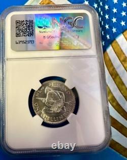 1942 Newzealand 1s Silver Coin Graded Ms61 By Ngc Rare Hard To Find Nice