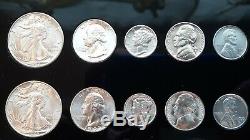 1943- P-d & S World War 2 Era Us Silver Mint Set Choice To Gem Bu Coins Look