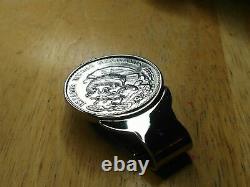 1947 Mexican SILVER PESO Eagle Snake Cactus Stainless MoneyClip. Extreme SHINE
